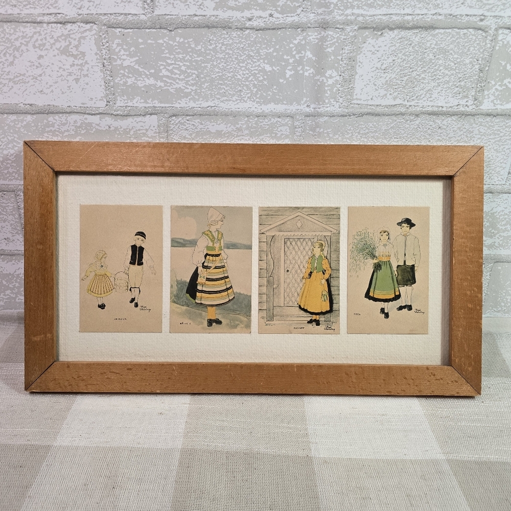Inge Stromberg Framed and Matted Postcard Prints 1930s